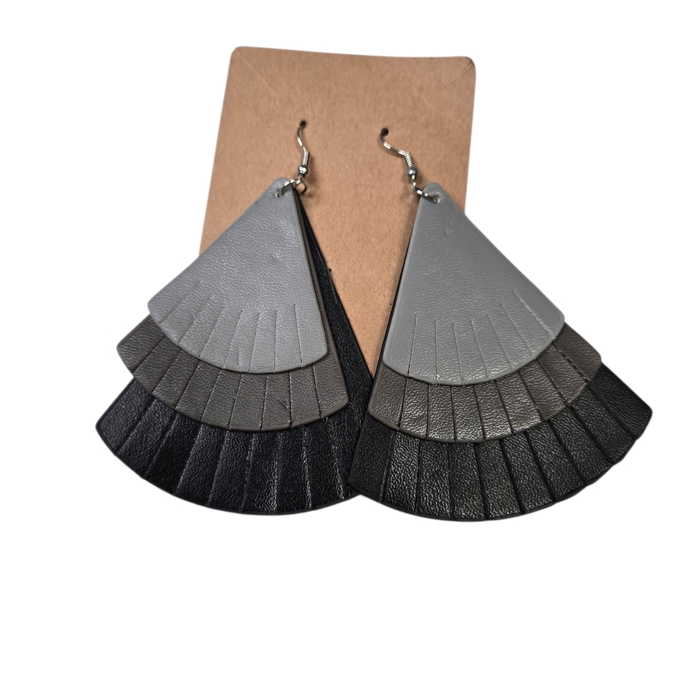 Chic Layered Black and Gray Earrings